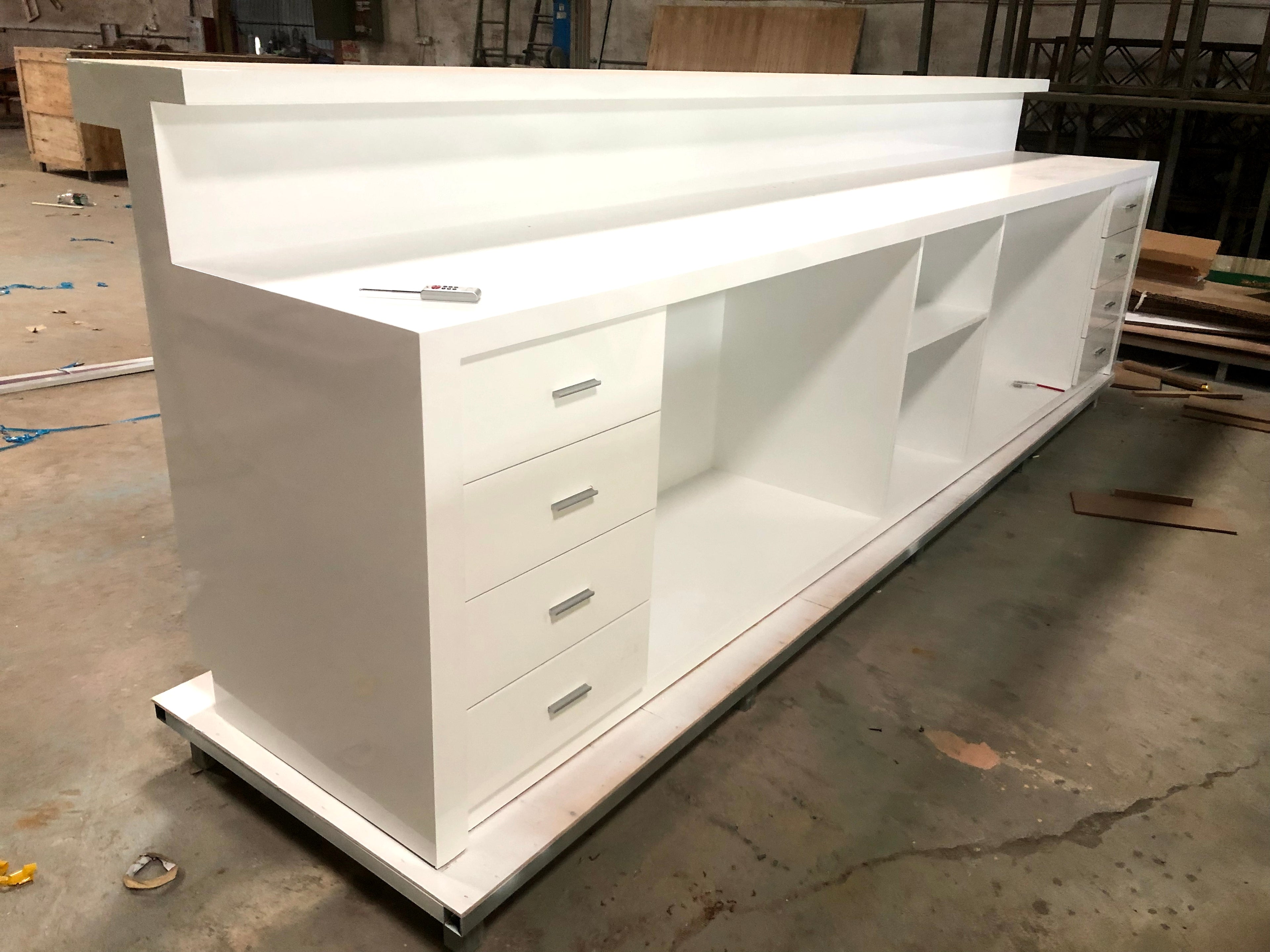 Custom stone color reception desk