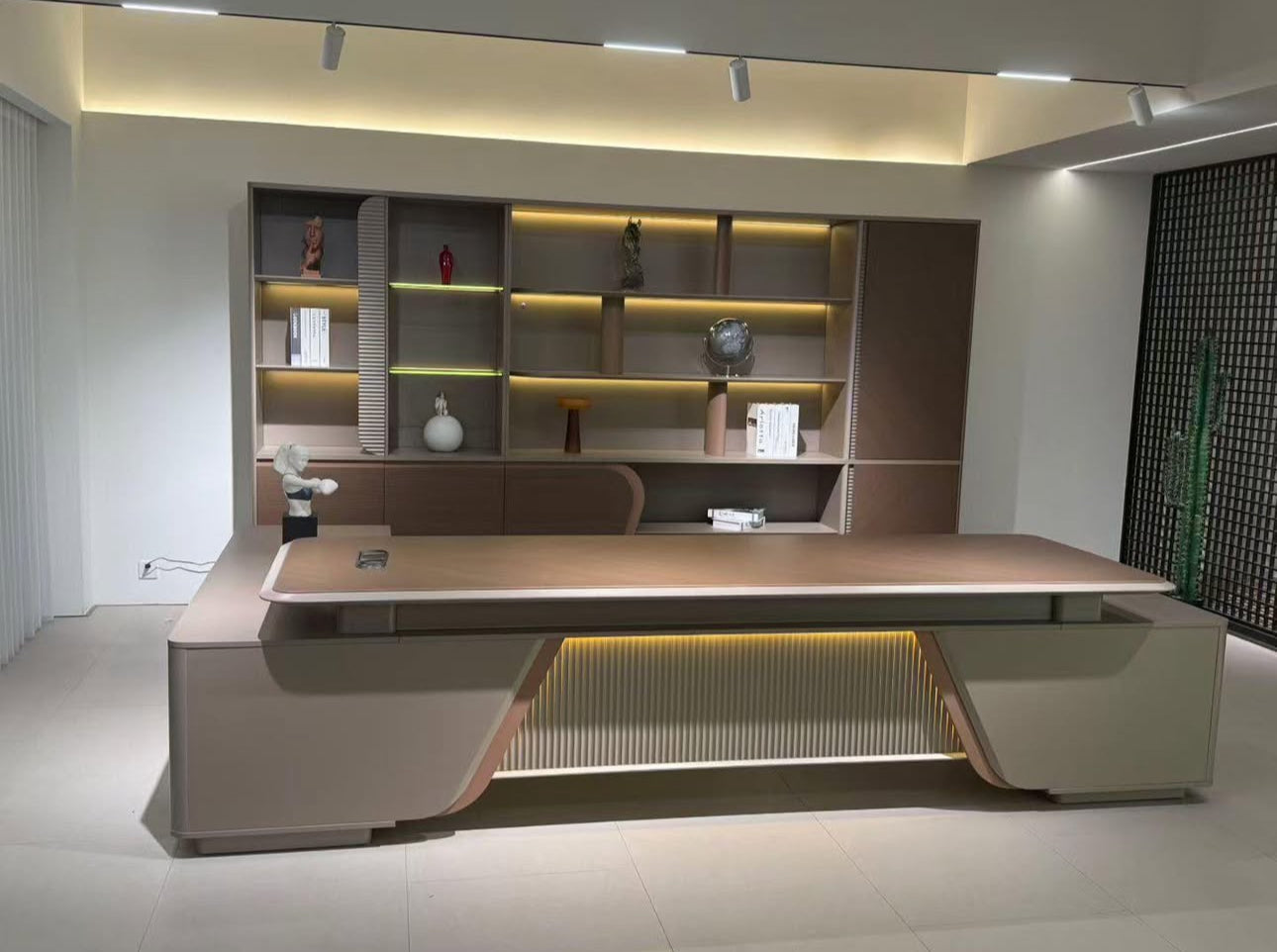 L-shaped large executive desk