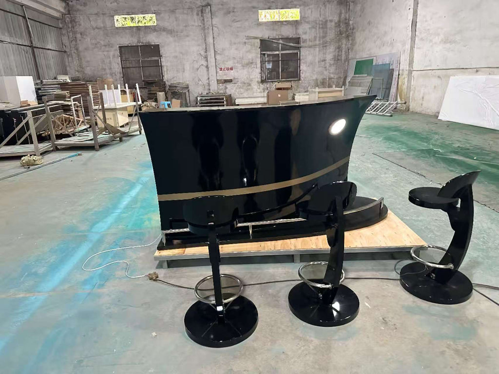 LED black bar furniture finished restaurant bar boat shape