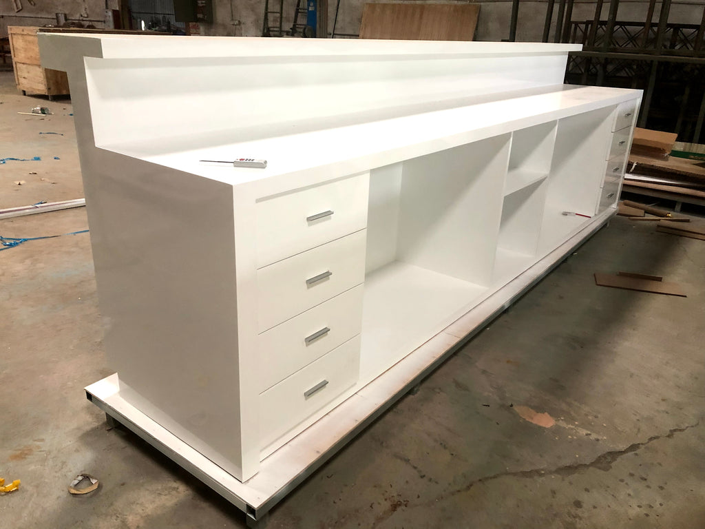 Custom stone color reception desk