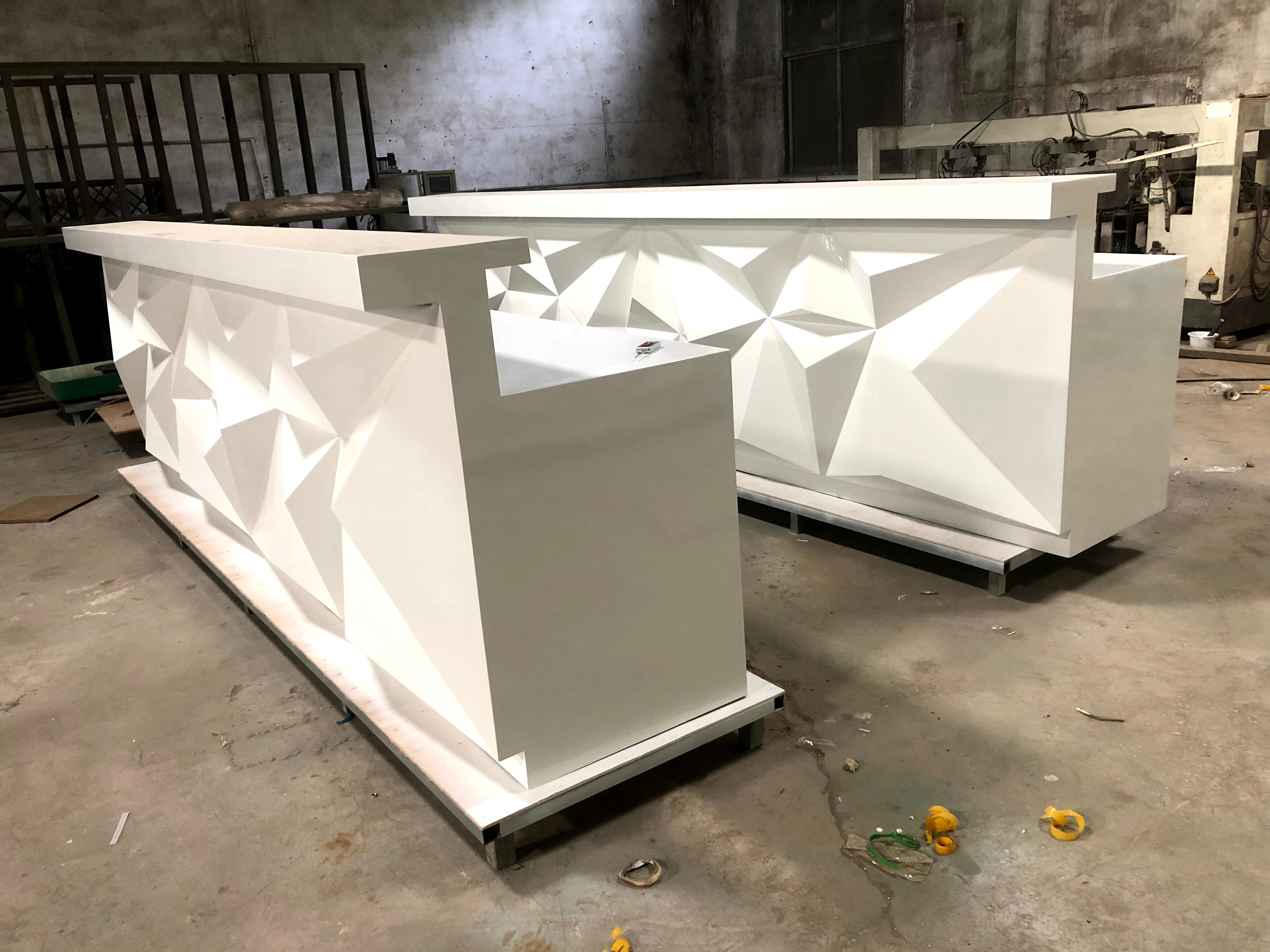 Custom stone color reception desk