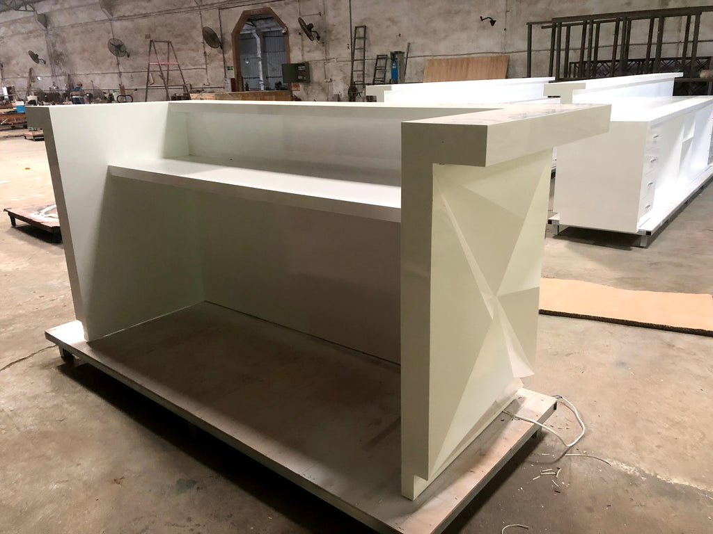 Small diamond-shaped reception desk