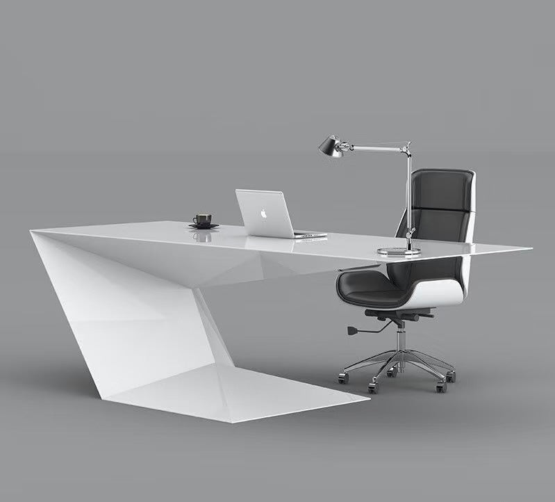 Z-shaped white manager desk