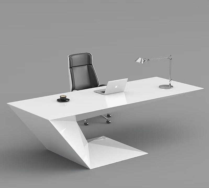 Z-shaped white manager desk