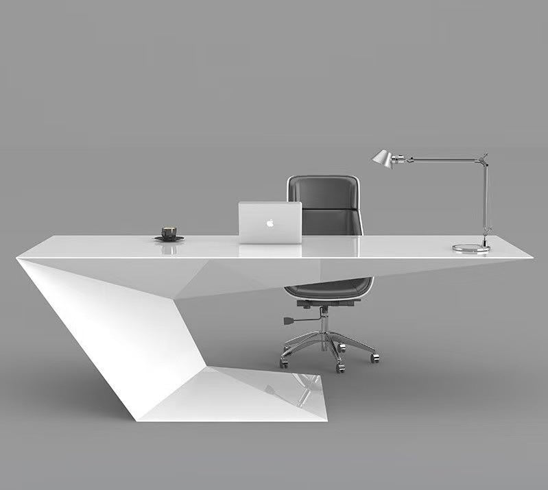 Z-shaped white manager desk