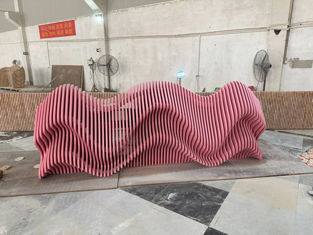 Slice-type wooden reception desk