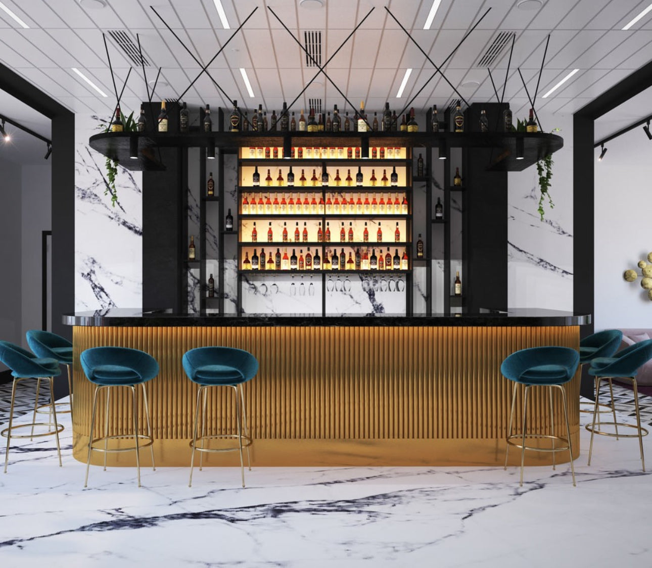 LED wooden bar counter