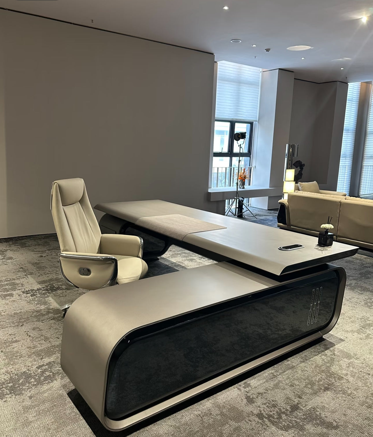 L-shaped luxury CEO desk