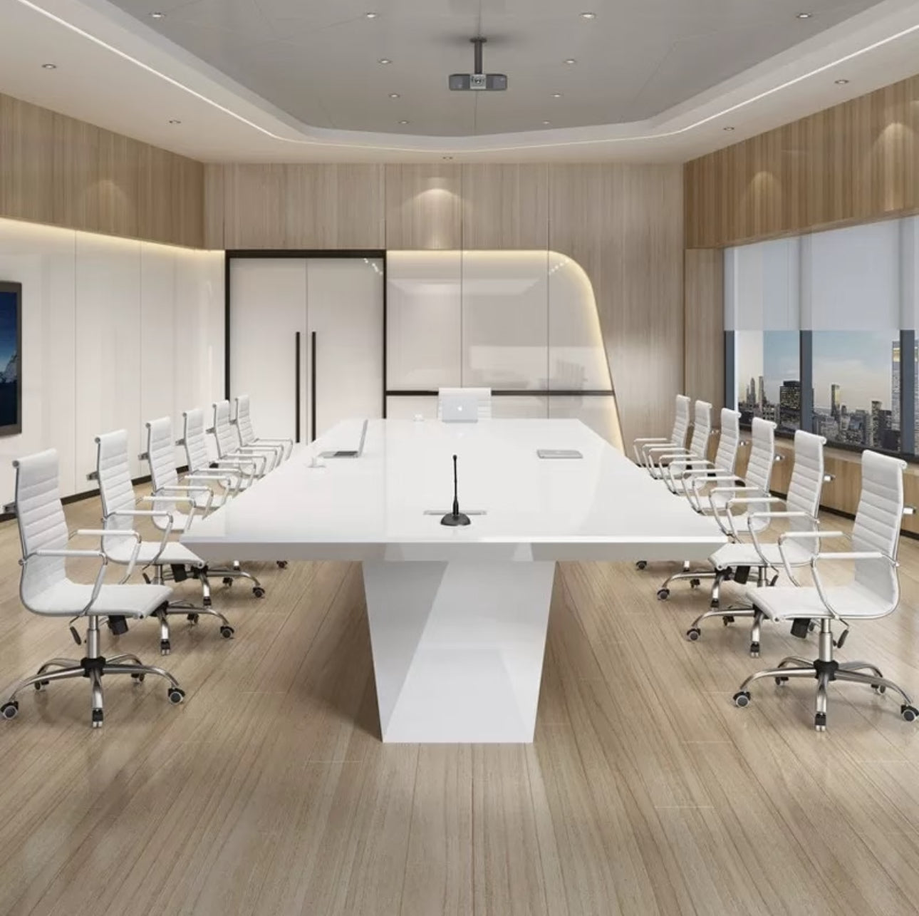 Large simple conference table for twelve people