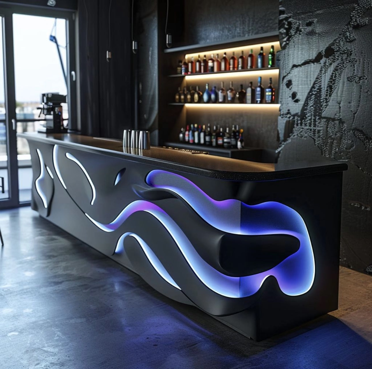 Irish LED carved pattern bar counter