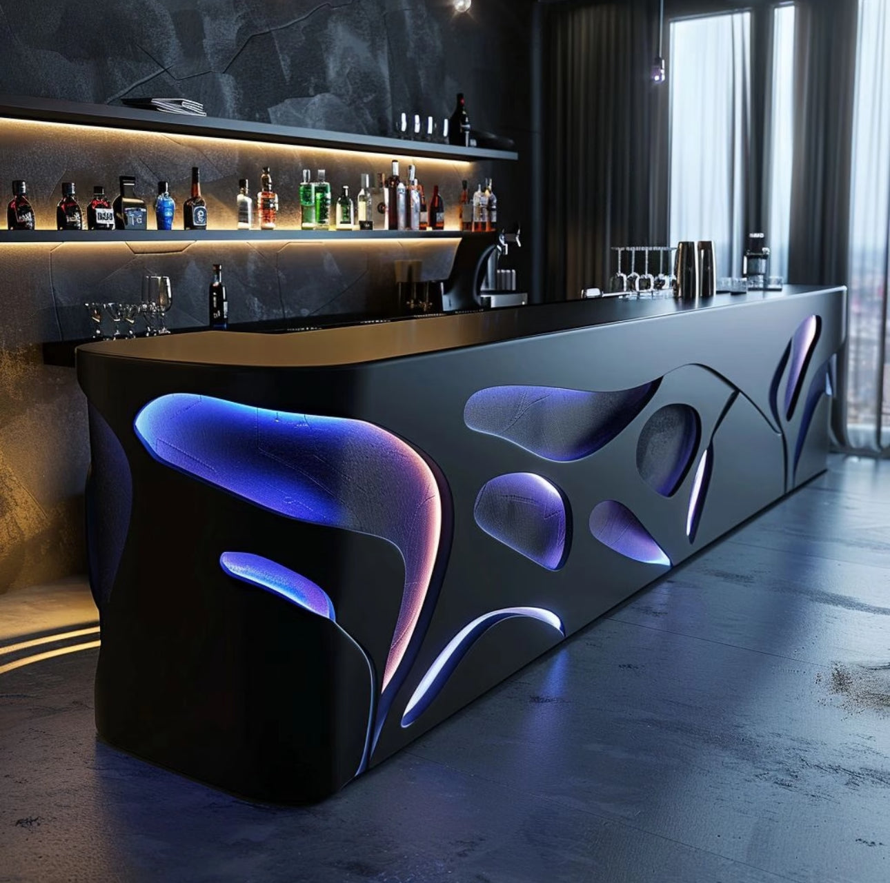Irish LED carved pattern bar counter