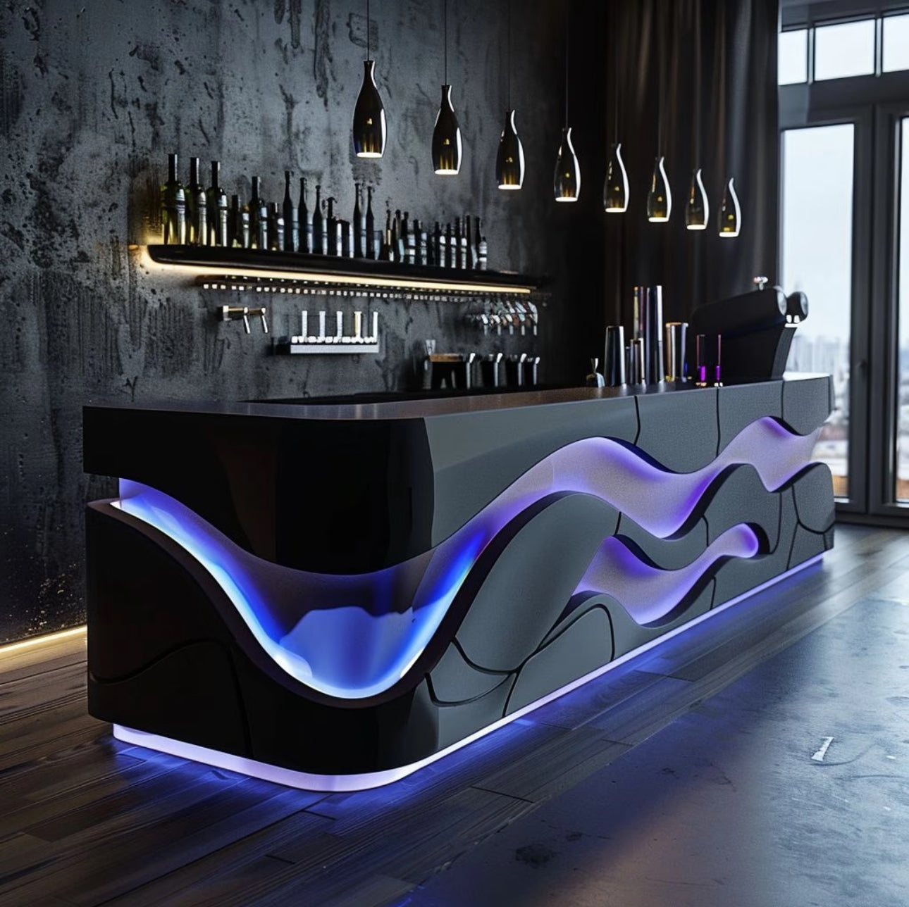 Irish LED carved pattern bar counter