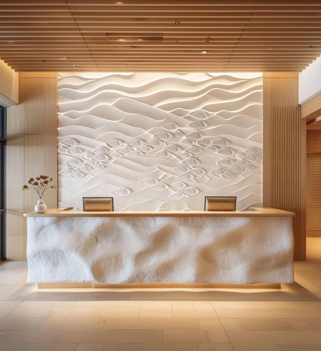 Modern natural rock texture reception desk