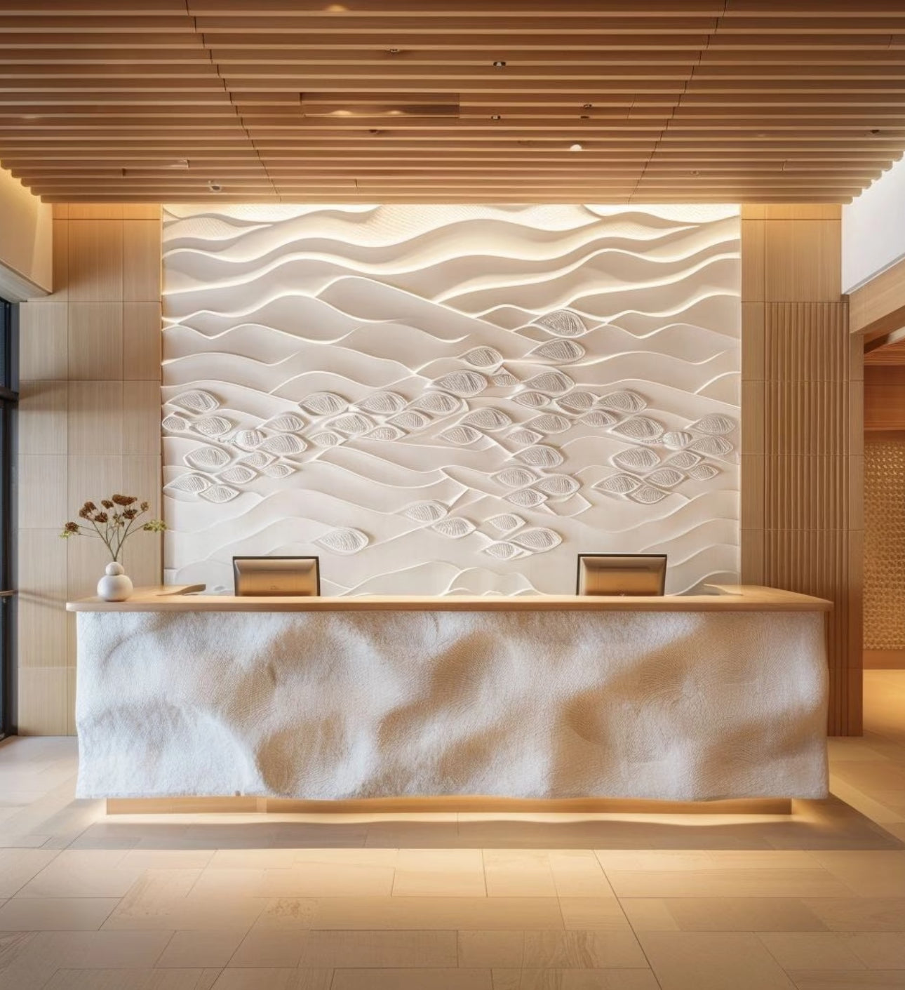 Modern natural rock texture reception desk