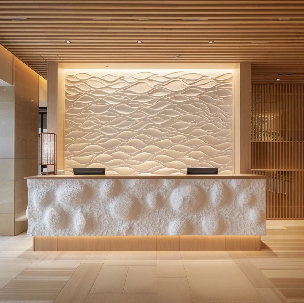 Modern natural rock texture reception desk