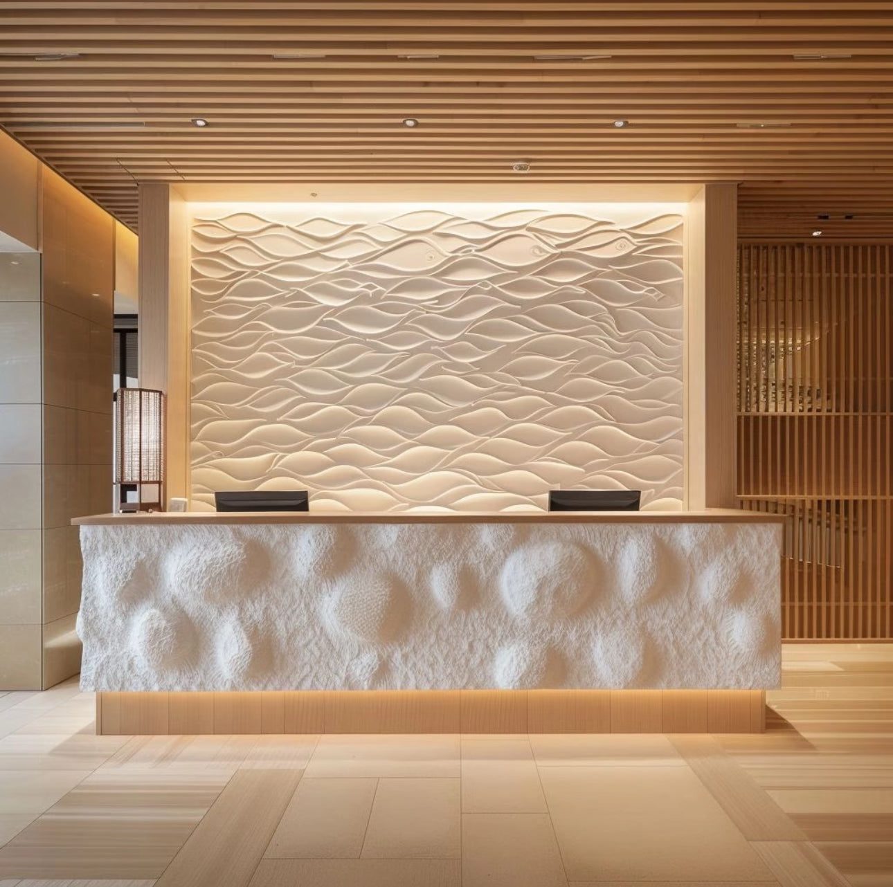 Modern natural rock texture reception desk