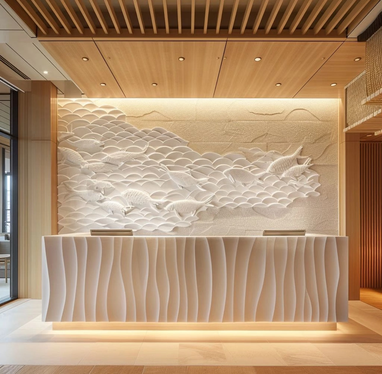 Imitation stone creative fiberglass shaped reception desk