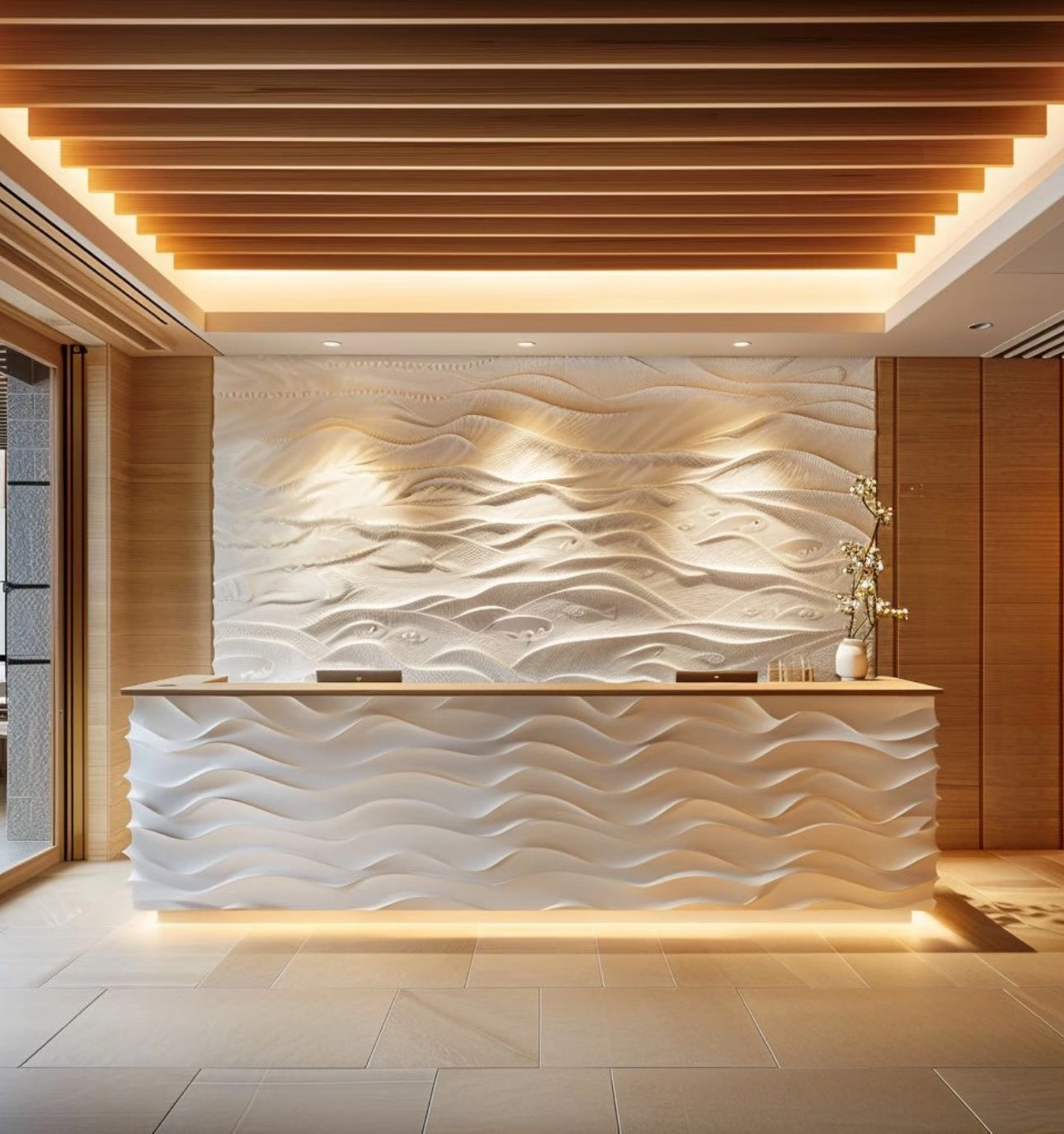 Imitation stone creative fiberglass shaped reception desk