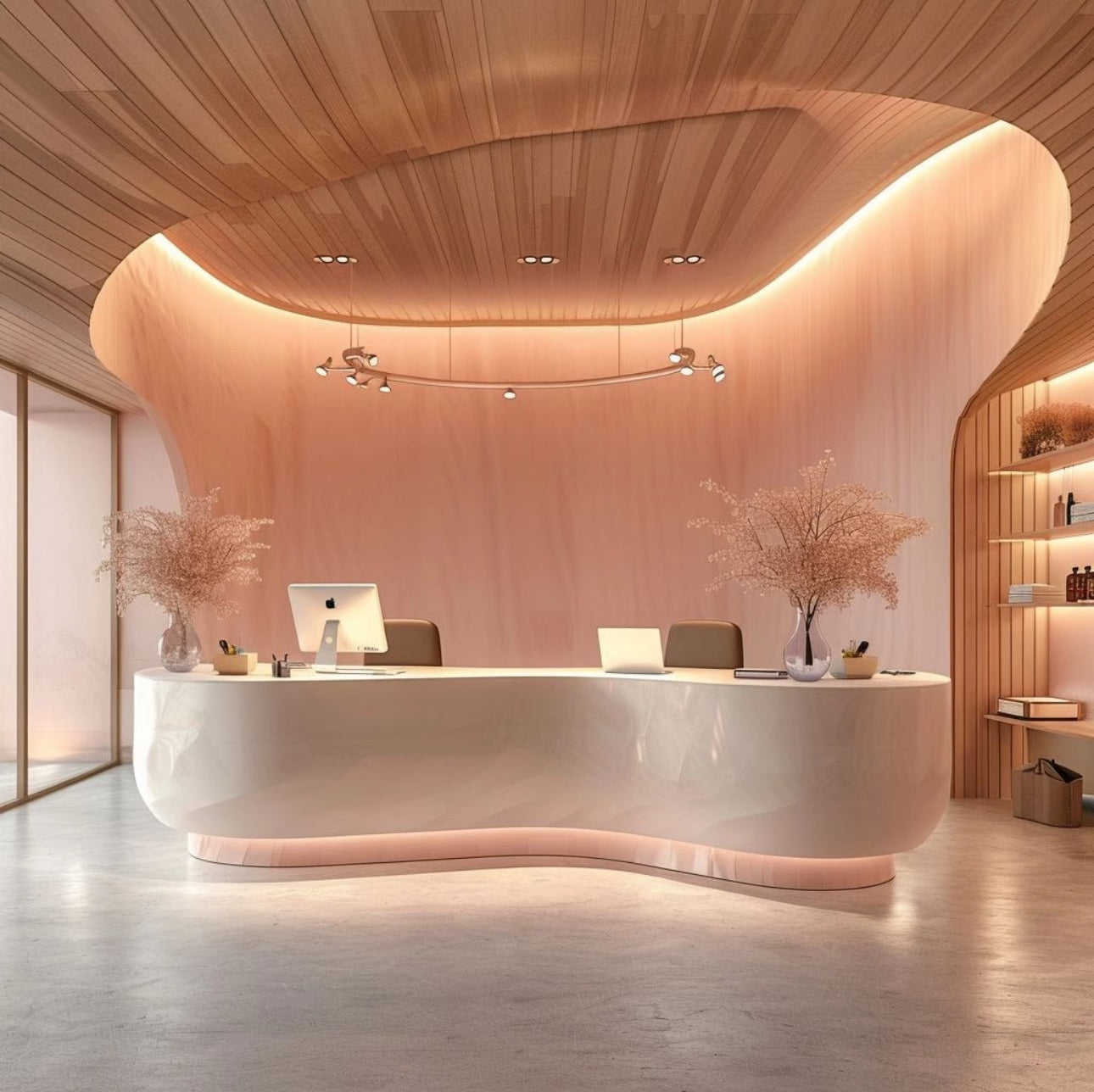 Fiberglass arc high-end special-shaped paint reception desk