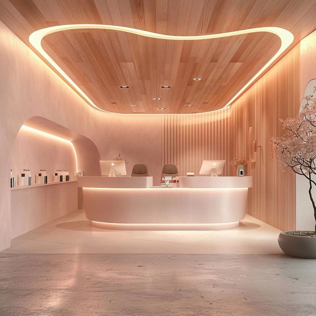 Fiberglass arc high-end special-shaped paint reception desk