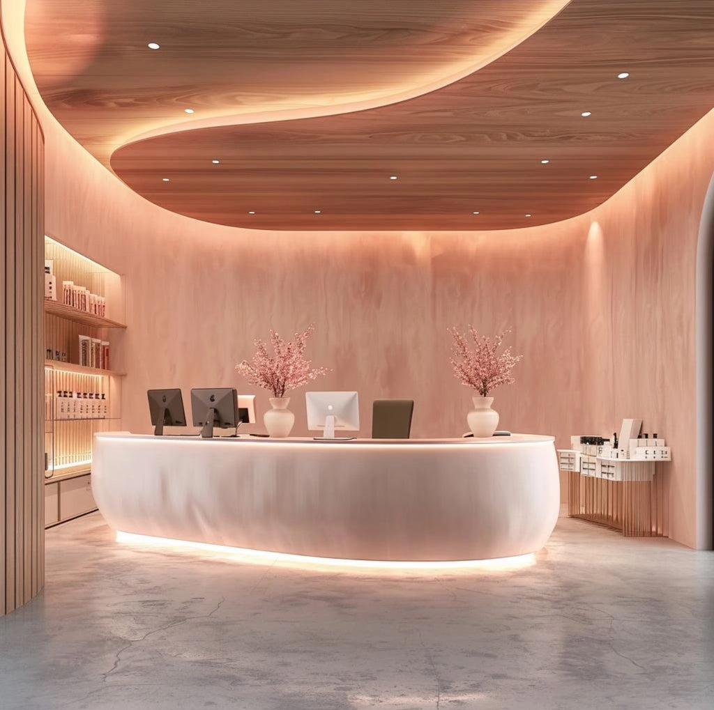 Fiberglass arc high-end special-shaped paint reception desk
