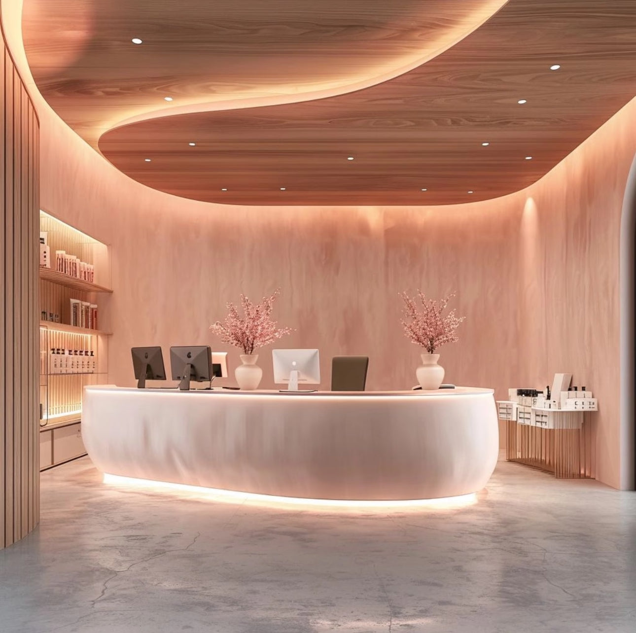 Fiberglass arc high-end special-shaped paint reception desk