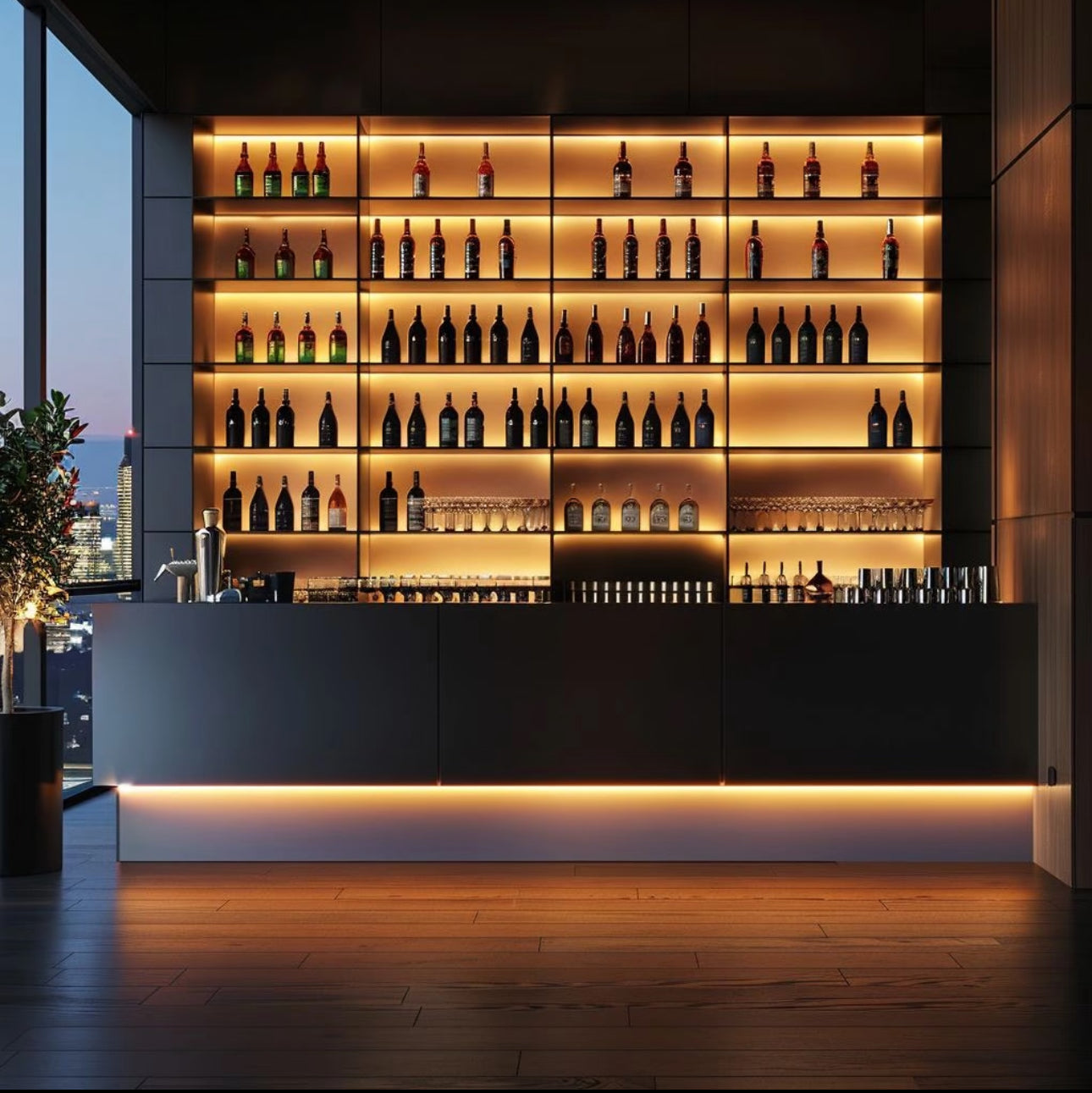 Modern minimalist industrial style bar counter