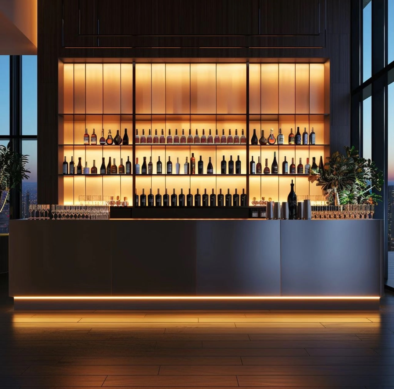 Modern minimalist industrial style bar counter
