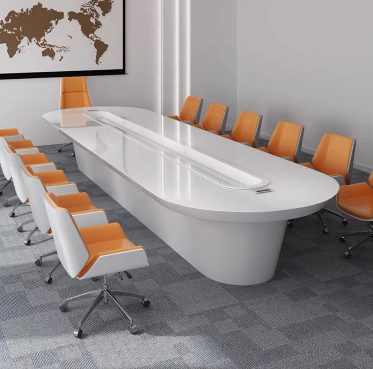 Artificial stone 16-person simple conference table