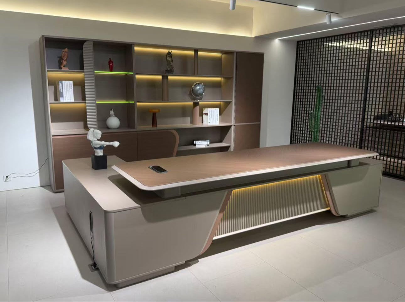 L-shaped large executive desk
