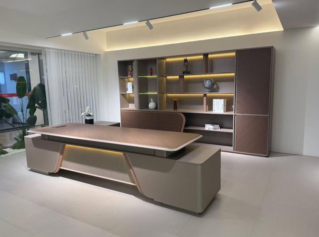L-shaped large executive desk