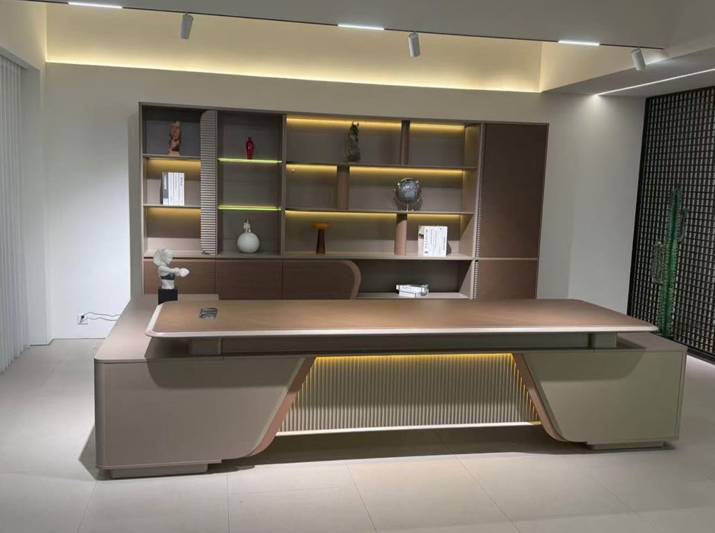 L-shaped large executive desk