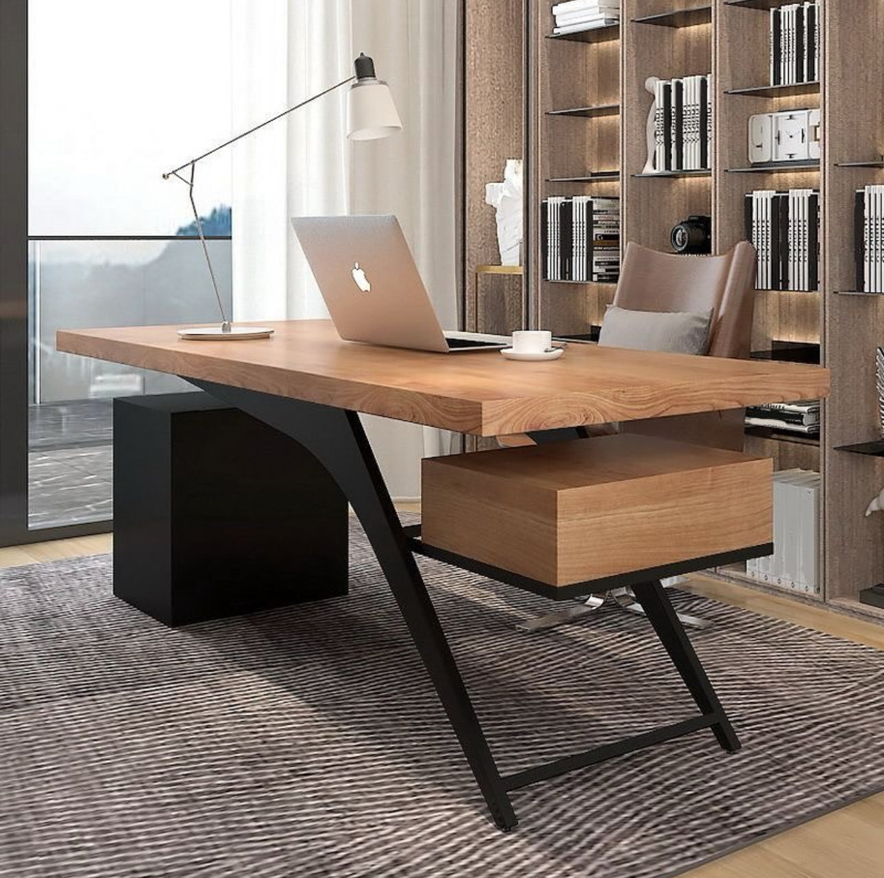 Simple wooden modern desk