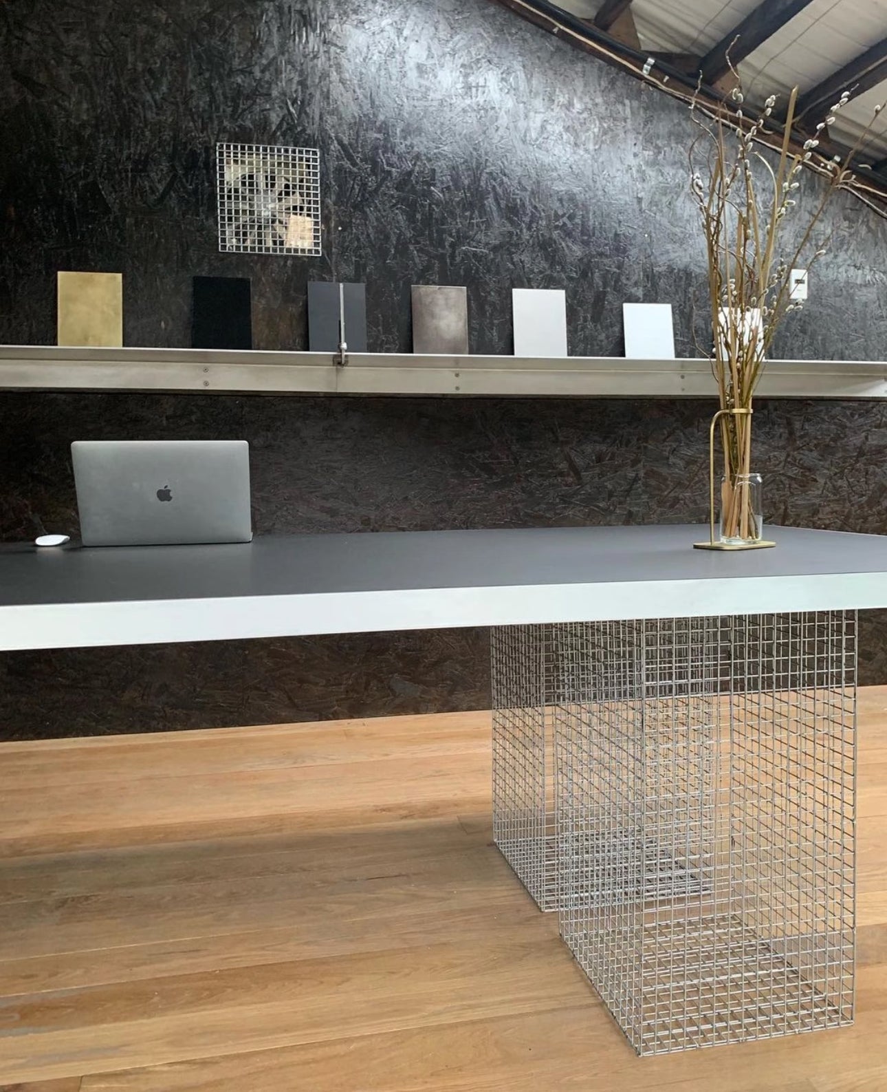 Iron frame black modern desk